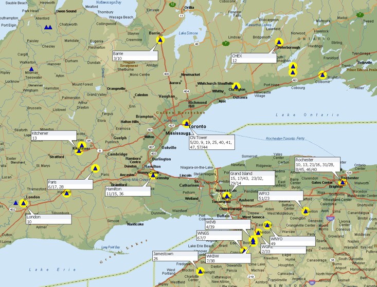 Toronto & Buffalo HDTV Channel Map Thumbnail